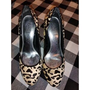 White House Black Market Animal Print Calf Hair Fur Heels Pumps Shoes 7M